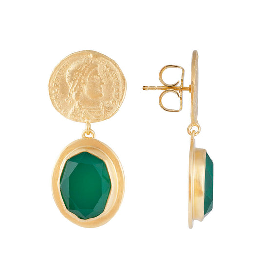 GREEN AGATE ANCIENT COIN DROPS