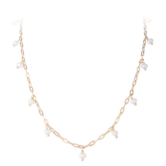 PEARL POM LINK NECKLACE