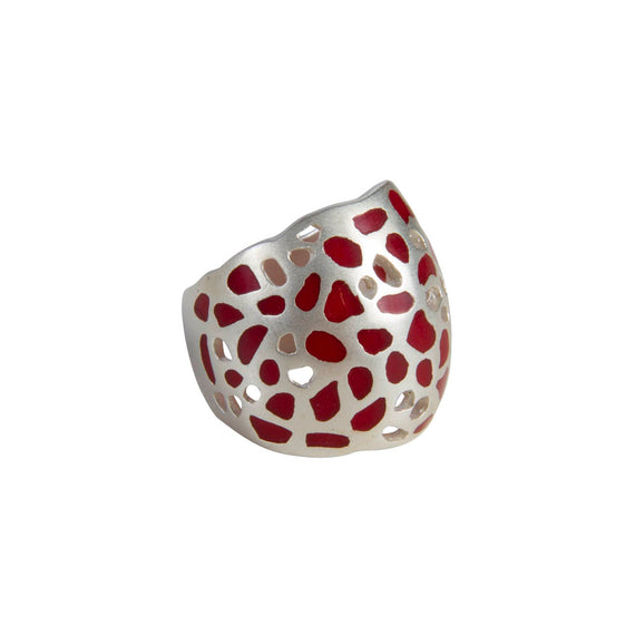 ISADORA CUFF RING - SILVER/RED