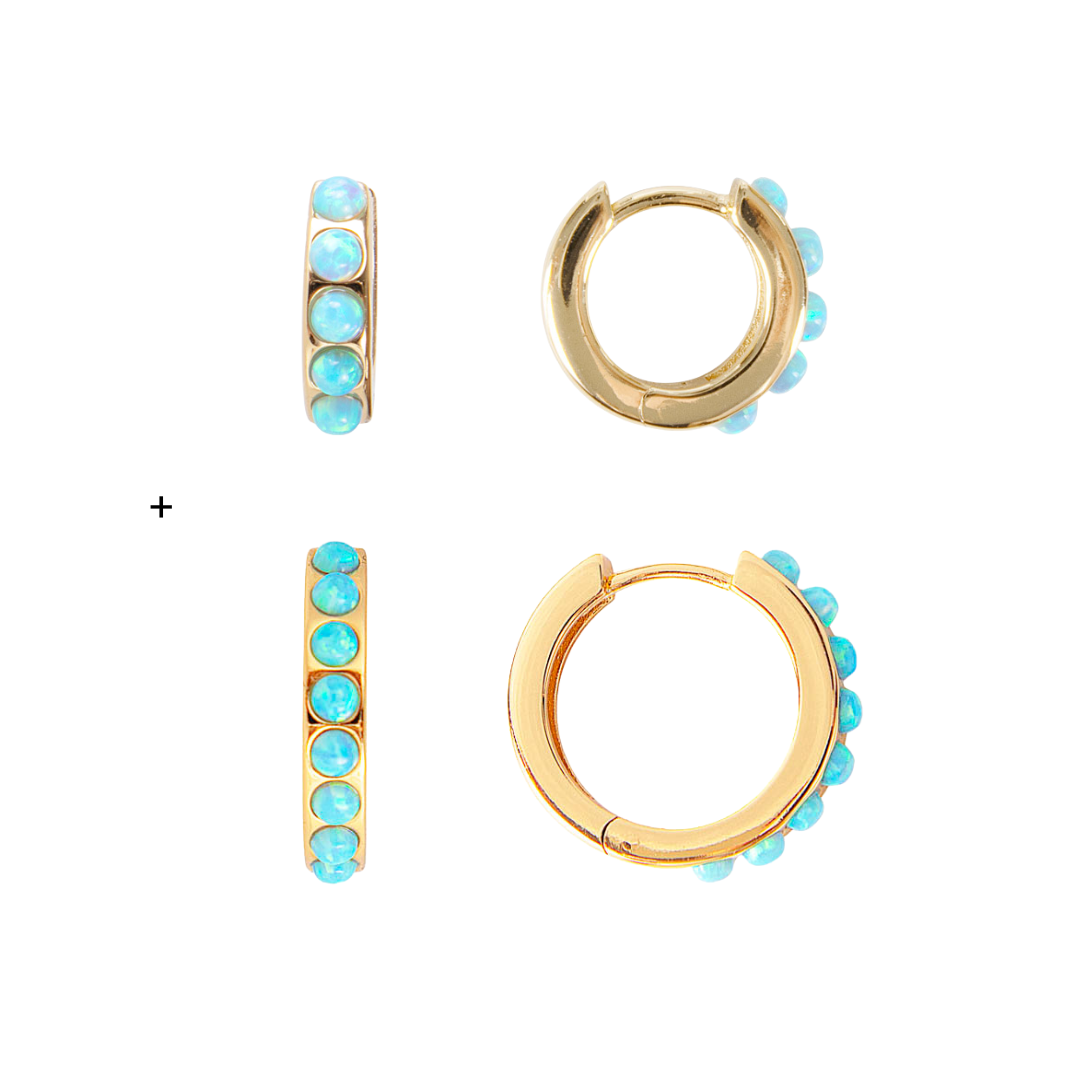 BLUE OPAL HUGGIE & MIDI HOOP BUNDLE