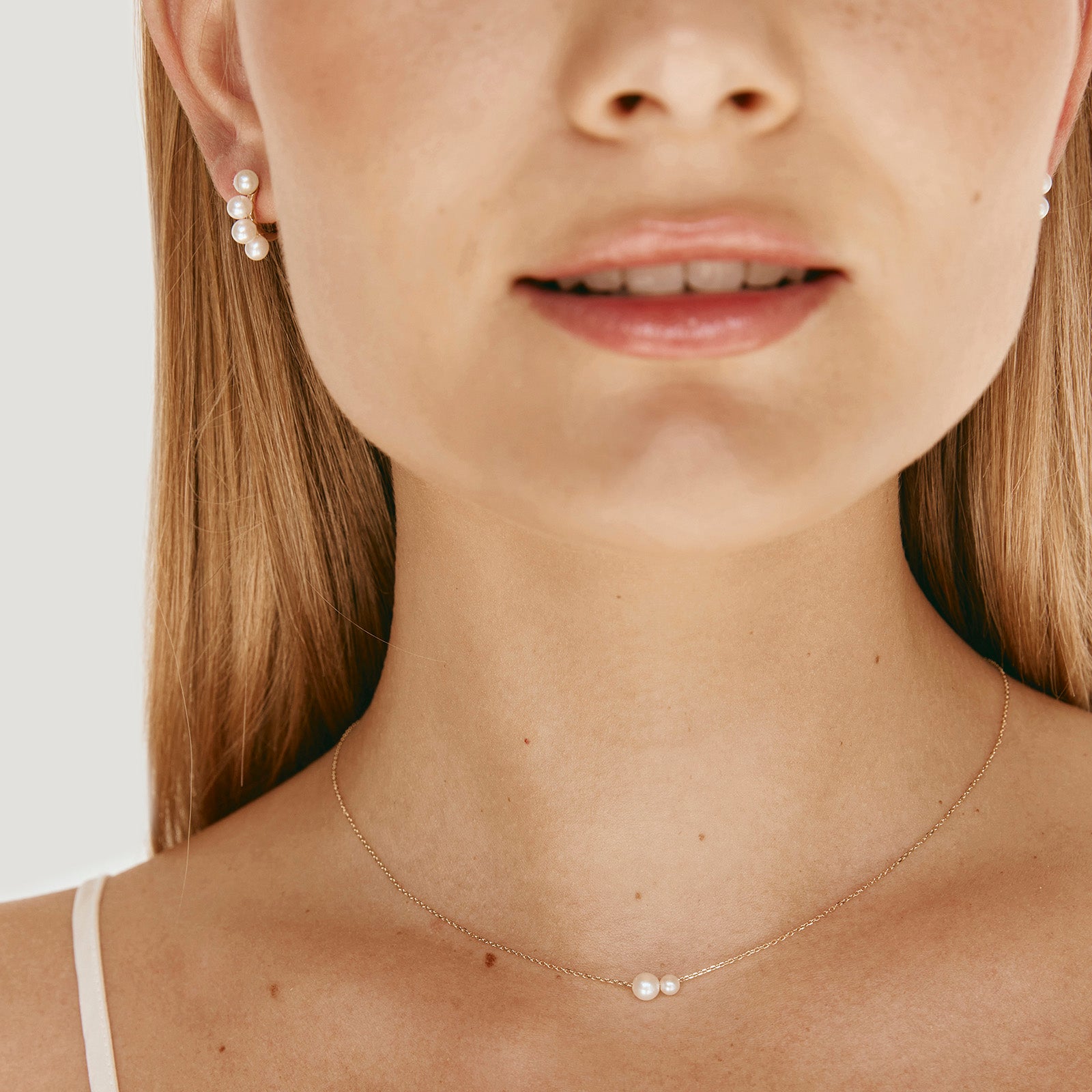 14K GOLD TWIN PEARL NECKLACE