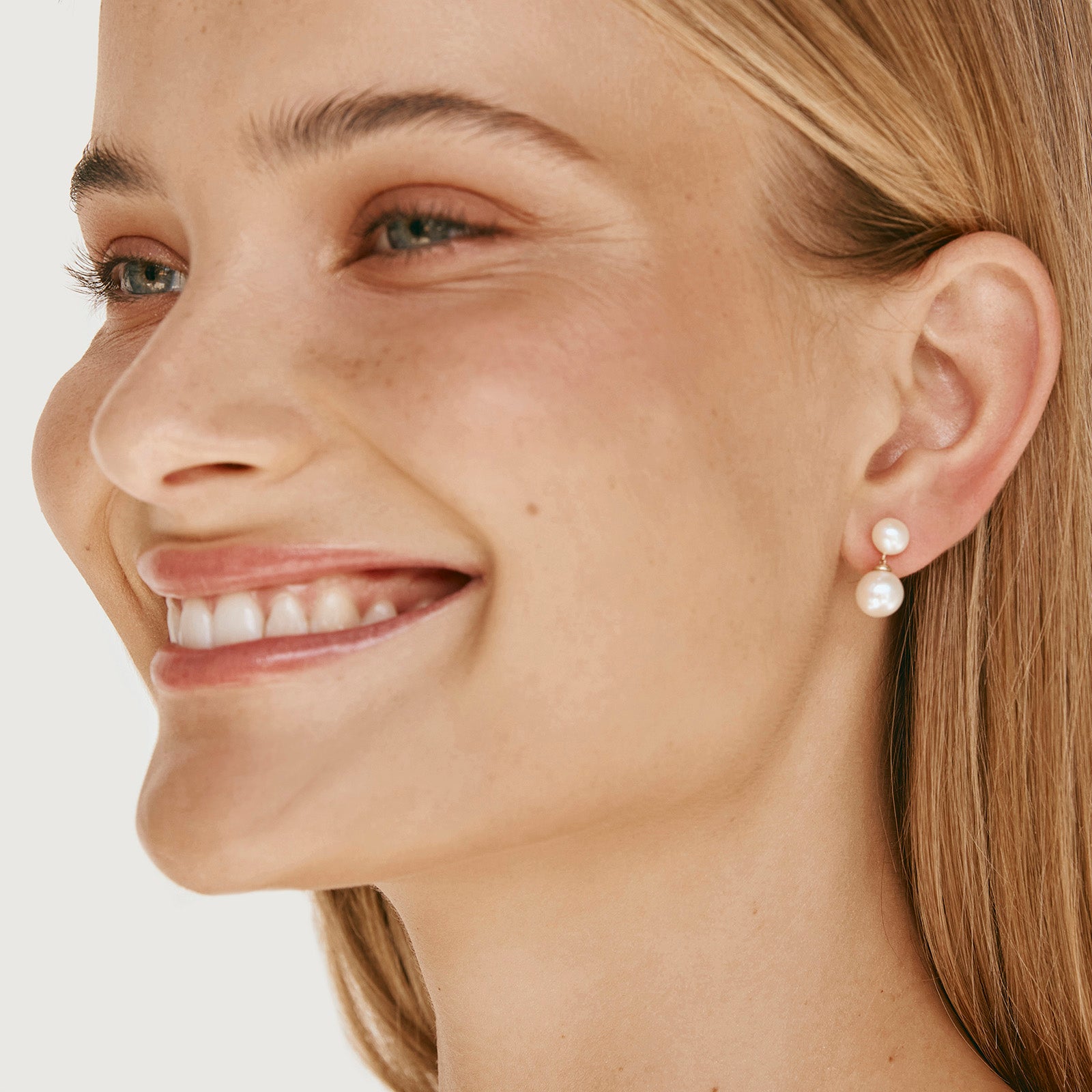 14K GOLD DOUBLE PEARL LUNA DROPS