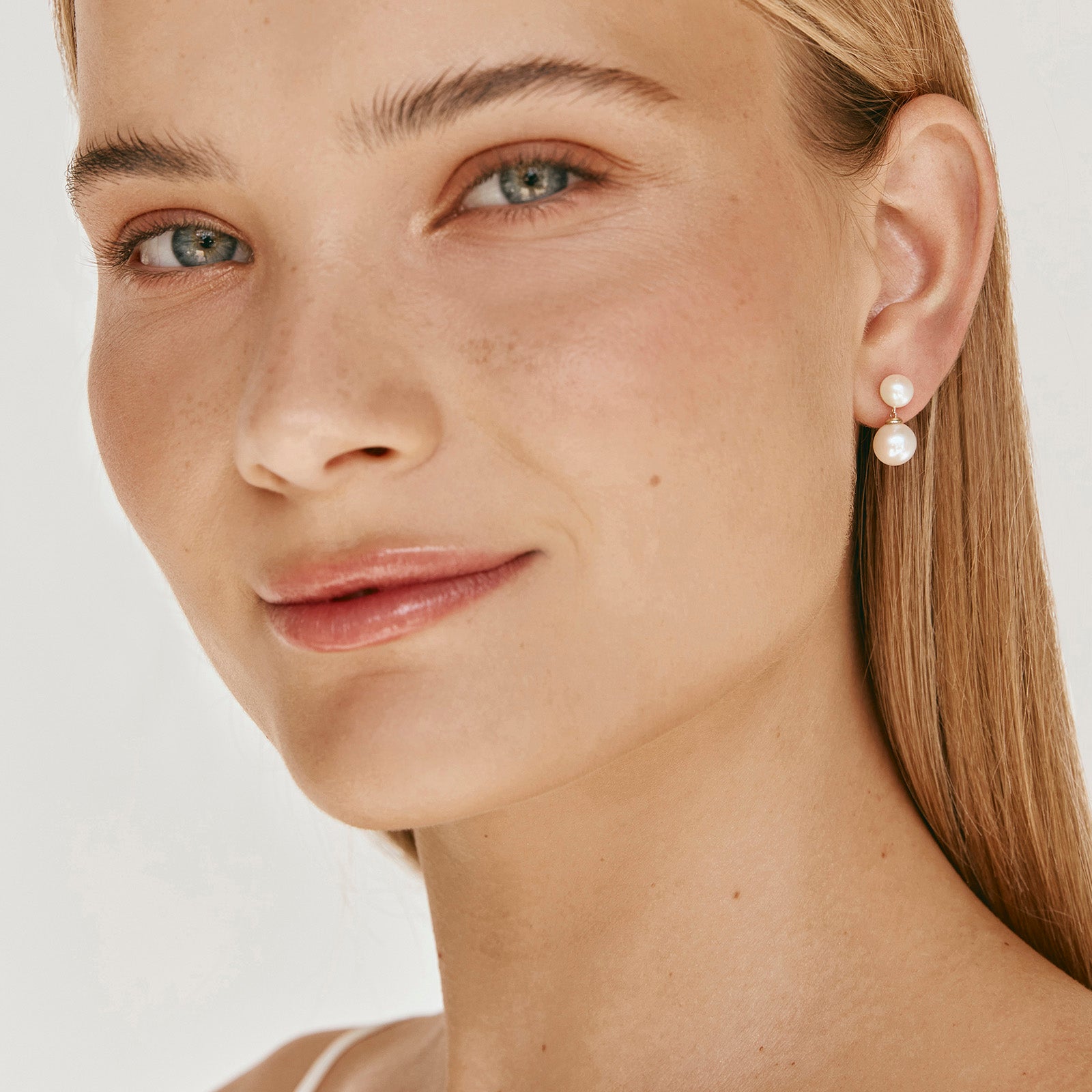 14K GOLD DOUBLE PEARL LUNA DROPS