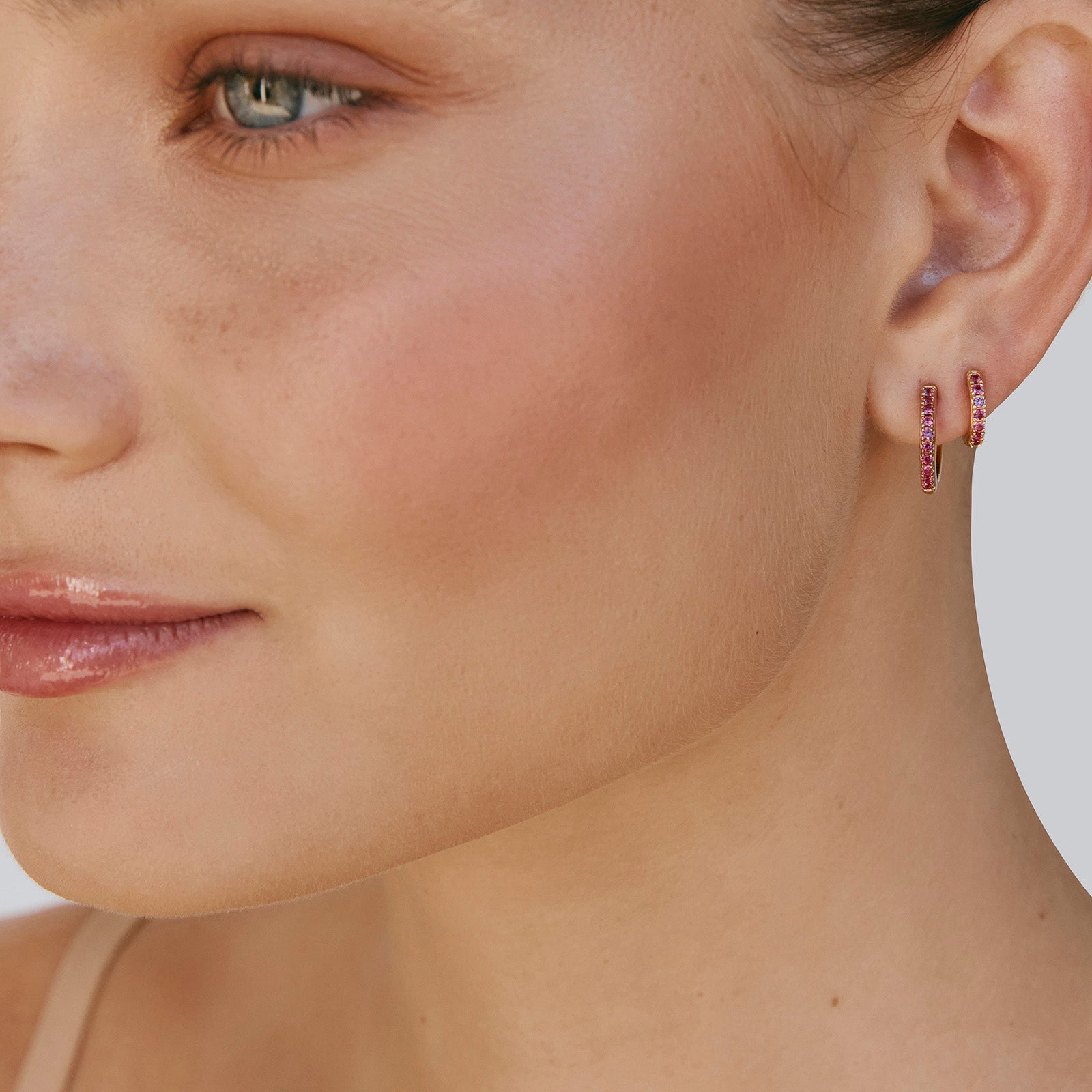 PINK PAVE MIDI HOOPS