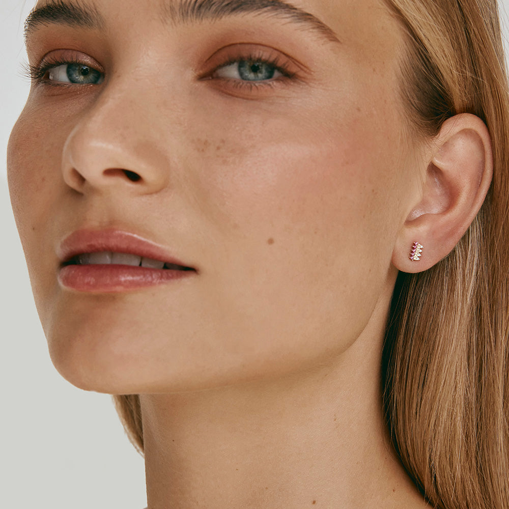 14K GOLD PINK SAPPHIRE CROWN STUDS