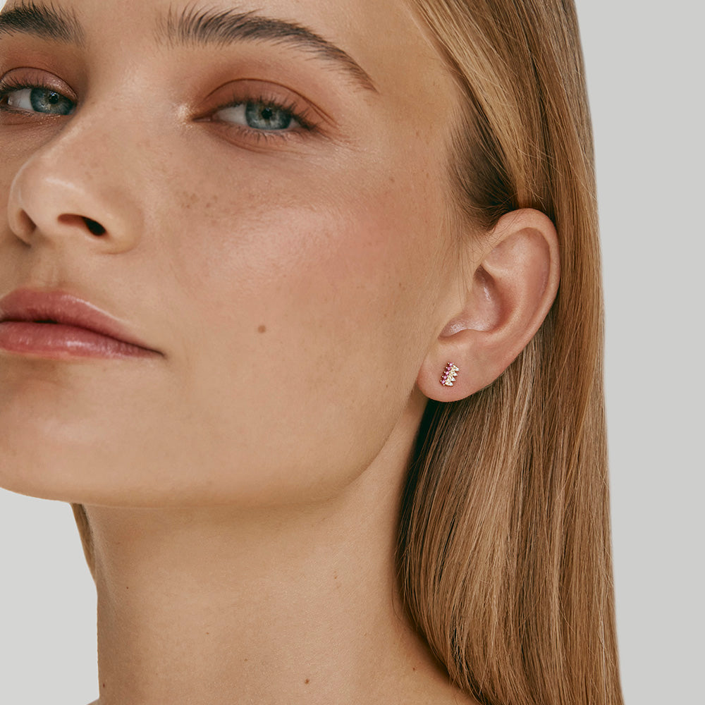 14K GOLD PINK SAPPHIRE CROWN STUDS