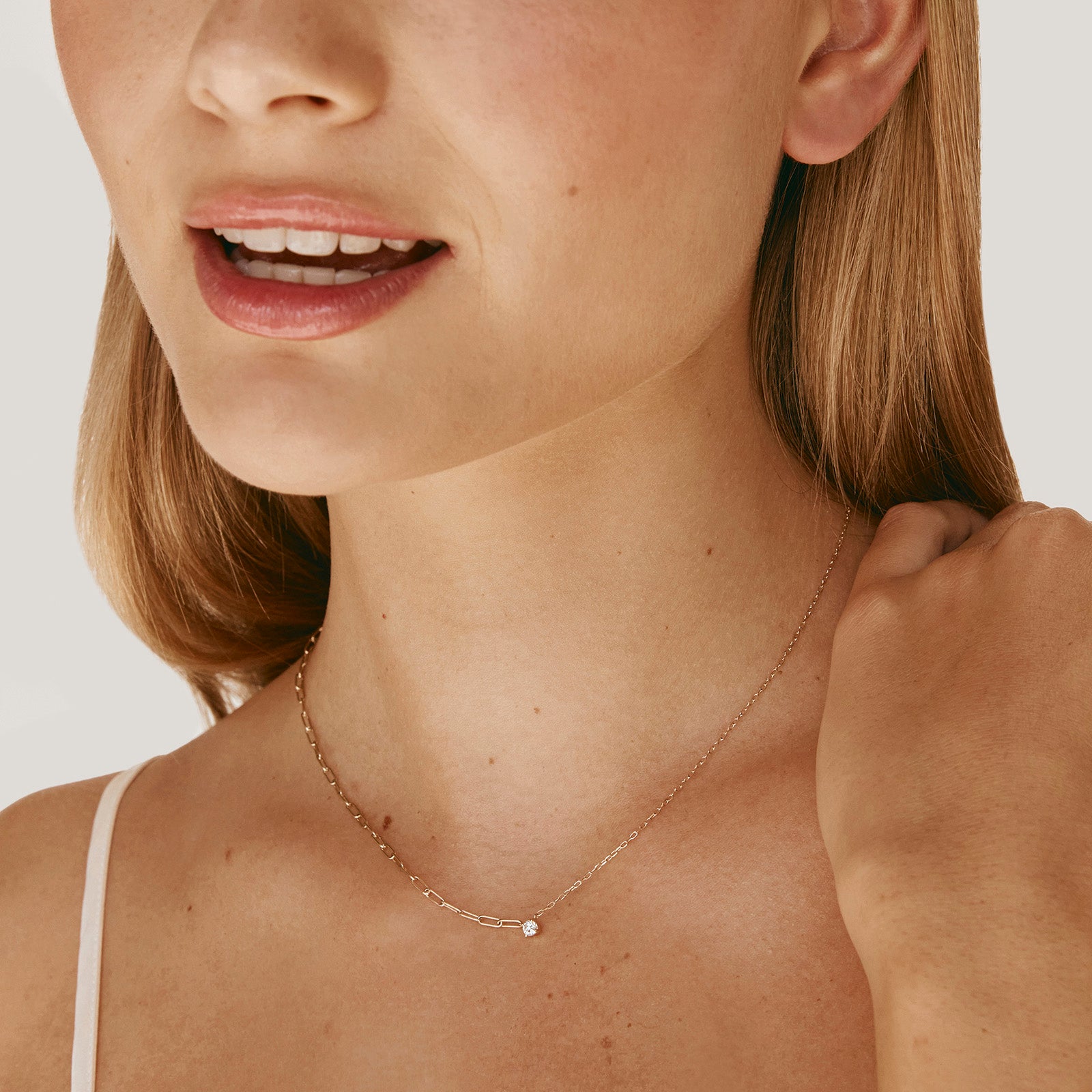 14K GOLD DIAMOND MIXED CHAIN BELLA NECKLACE