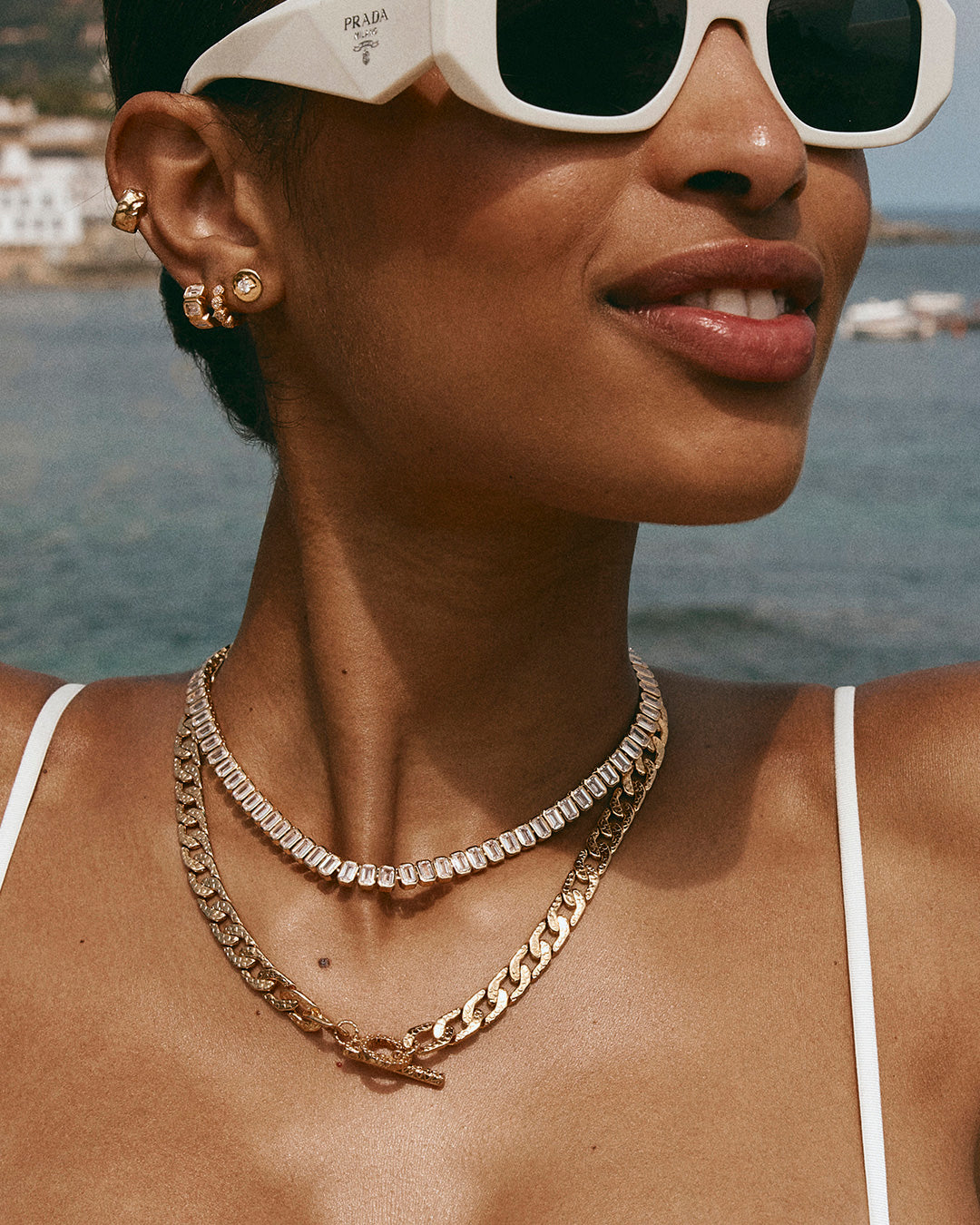 ANTIQUE T-BAR CRYSTAL NECKLACE