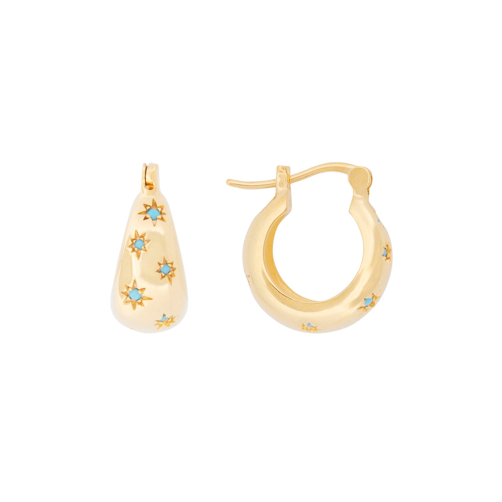TURQUOISE STARBURST FLARED HOOPS