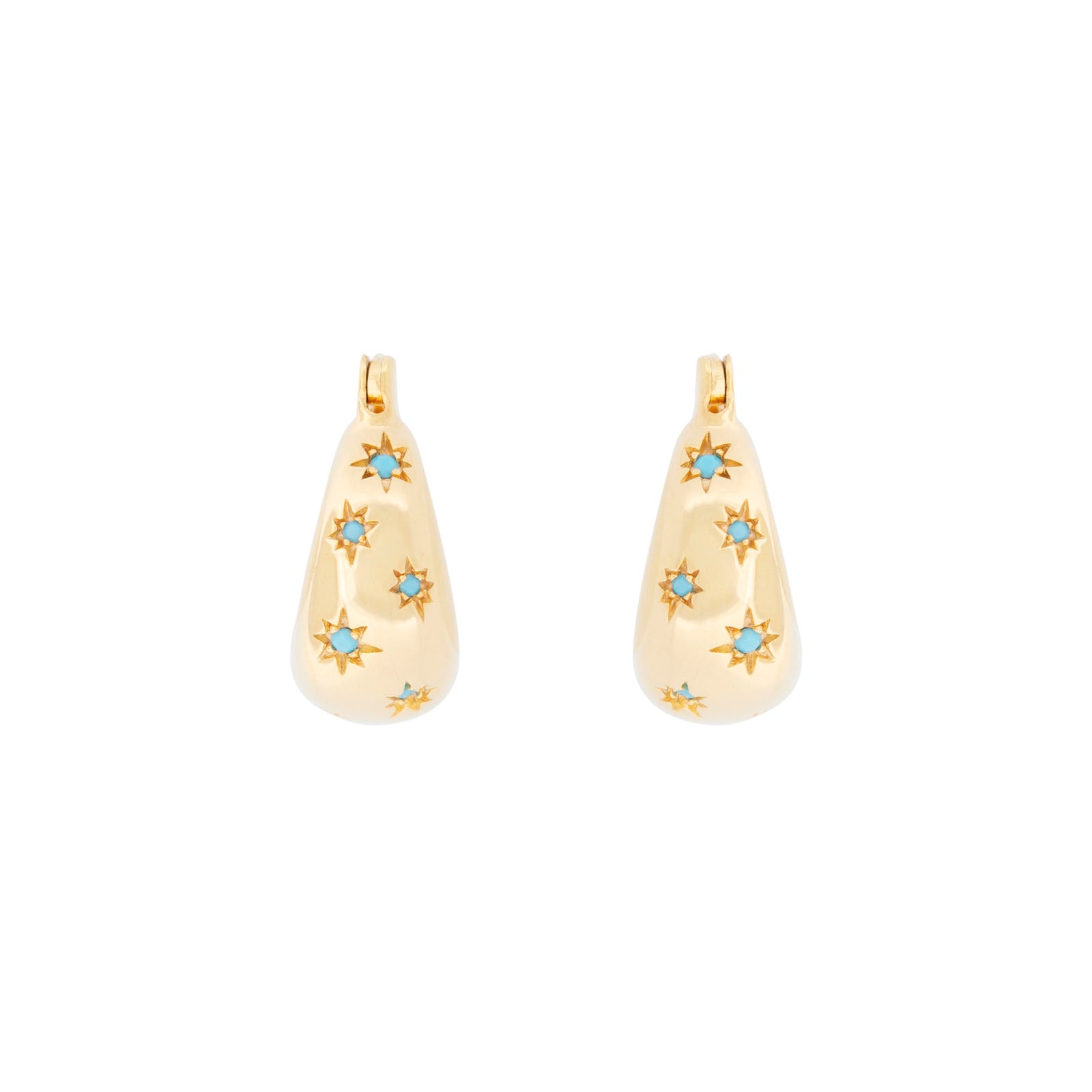 TURQUOISE STARBURST FLARED HOOPS