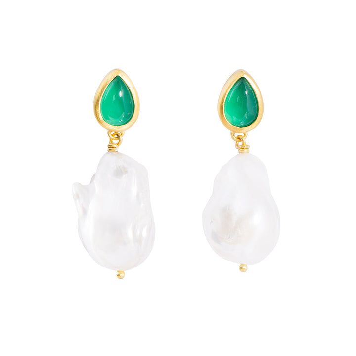 GREEN AGATE BAROQUE DROPS