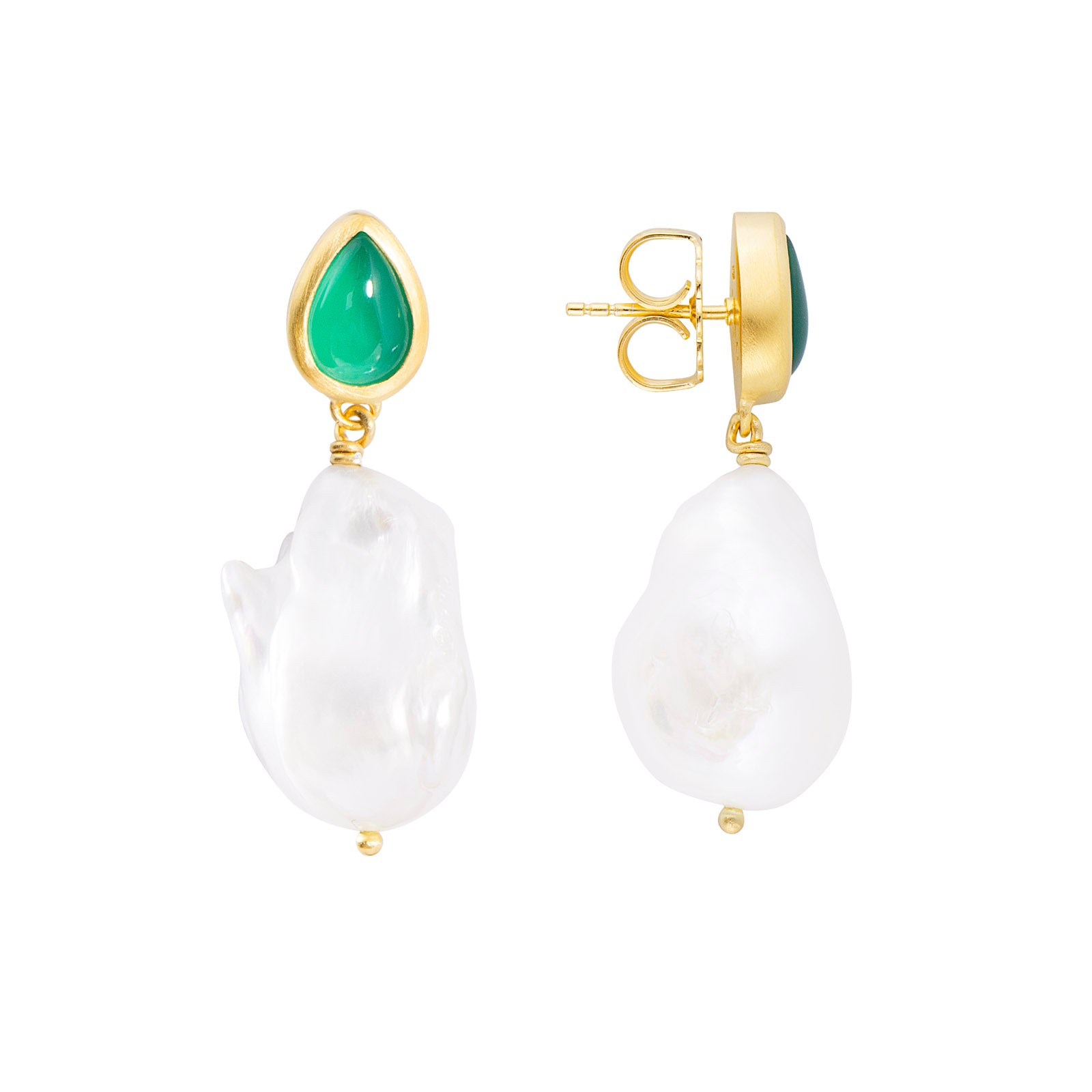 GREEN AGATE BAROQUE DROPS