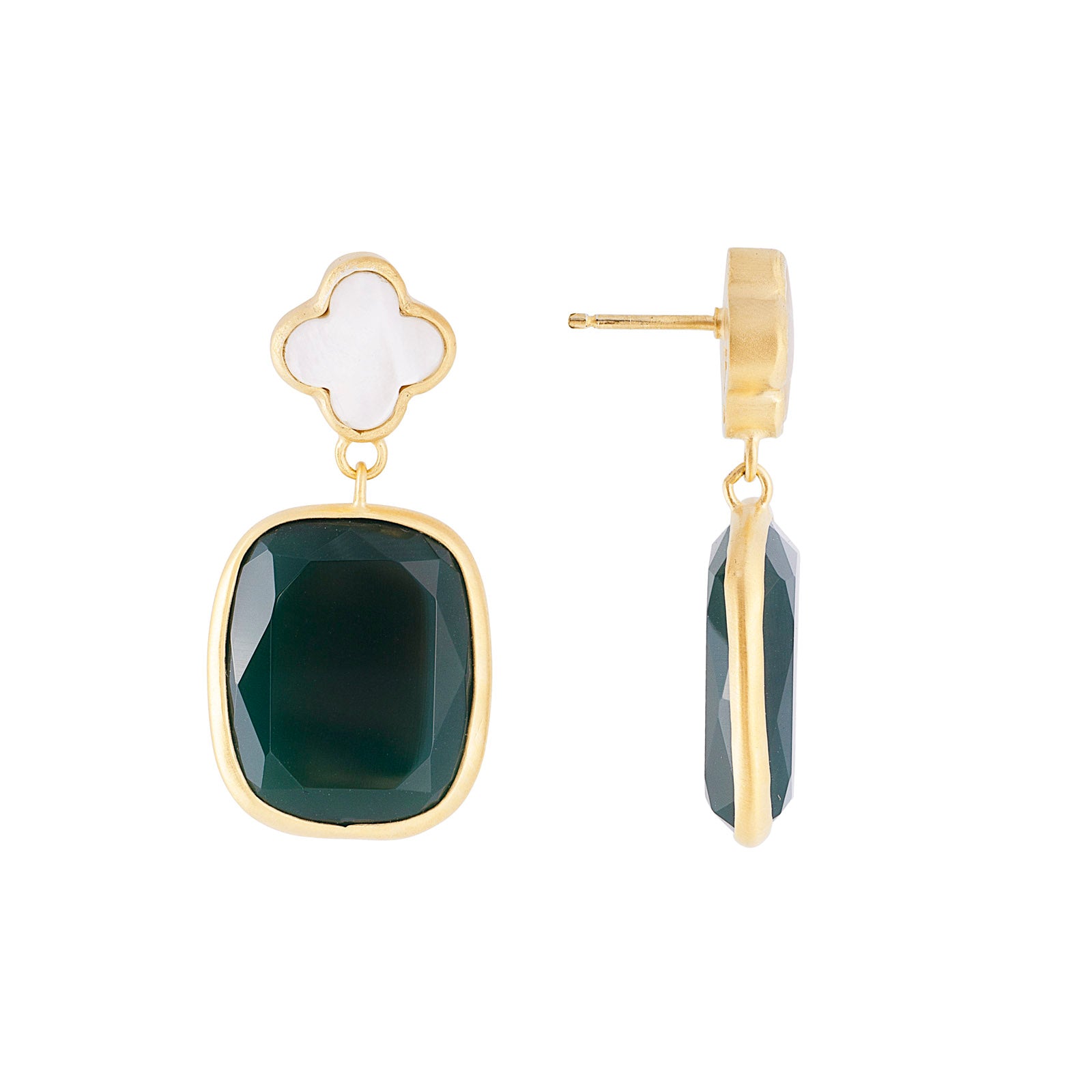 MOP GREEN AGATE DROPS DROPS
