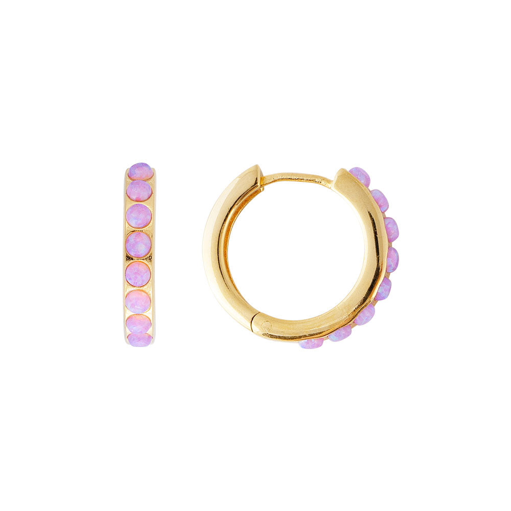 PINK OPAL CRYSTAL MIDI HOOPS