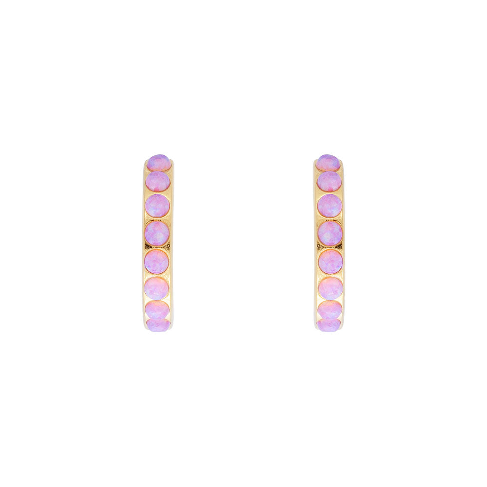 PINK OPAL CRYSTAL MIDI HOOPS
