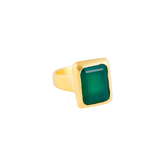 GREEN AGATE DECO COCKTAIL RING