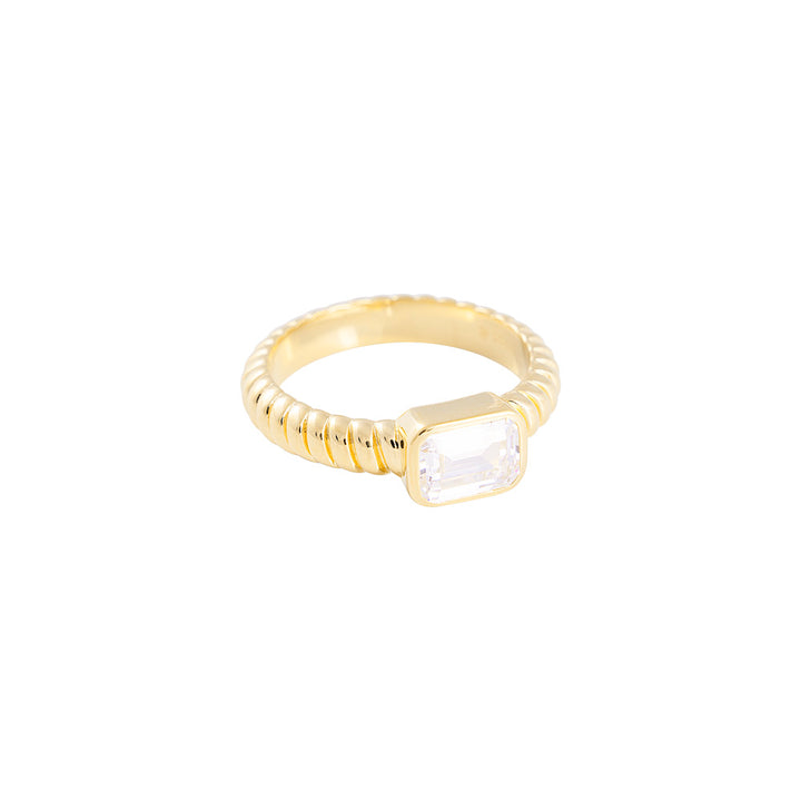 EMERALD CUT CROISSANT RING