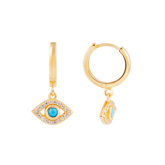 TURQUOISE EVIL EYE HOOPS