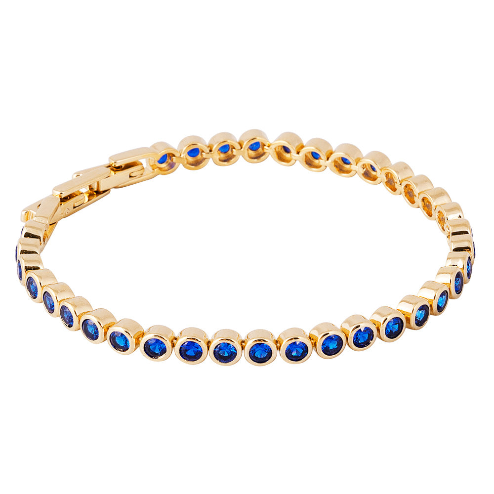 BLUE BEZEL SET TENNIS BRACELET