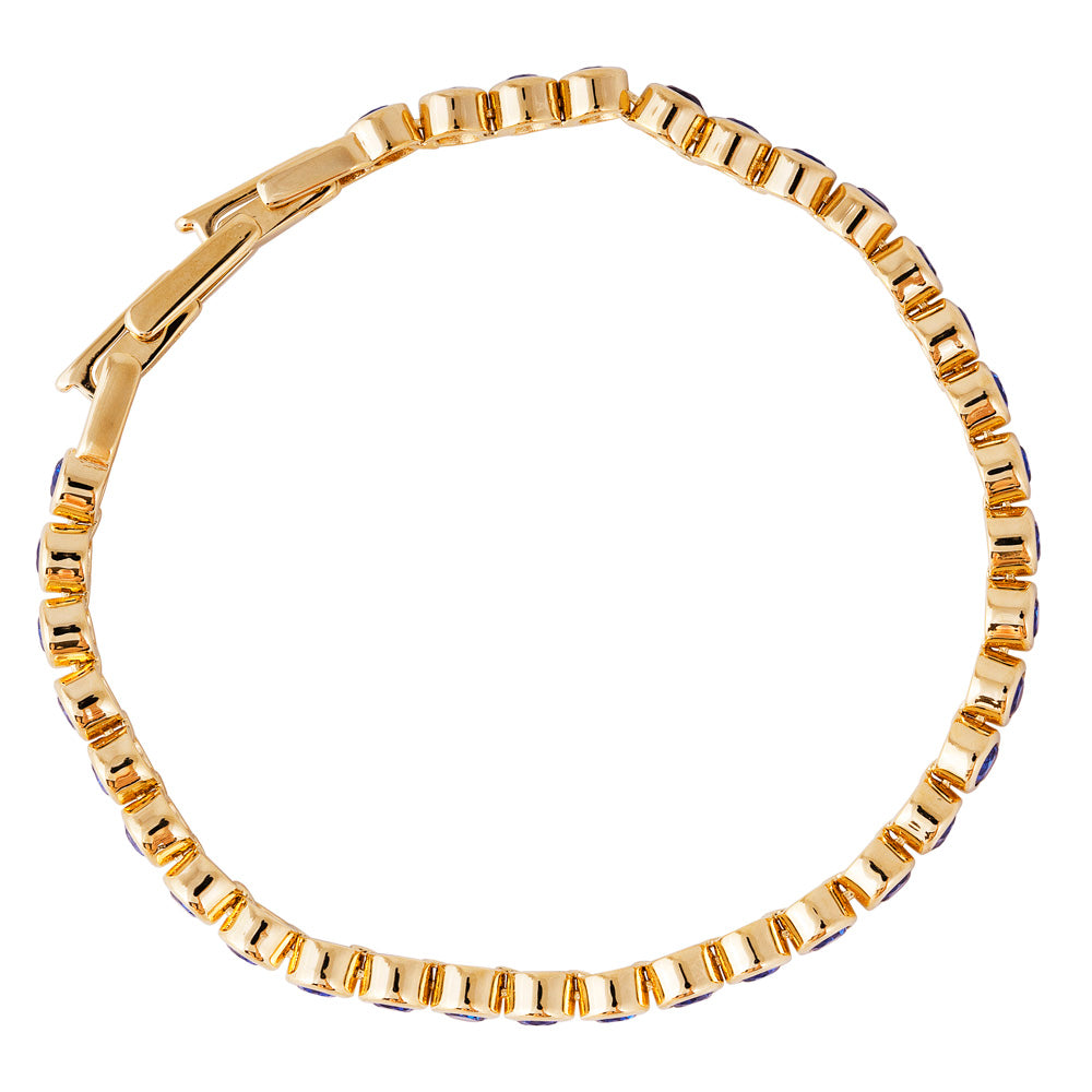 BLUE BEZEL SET TENNIS BRACELET