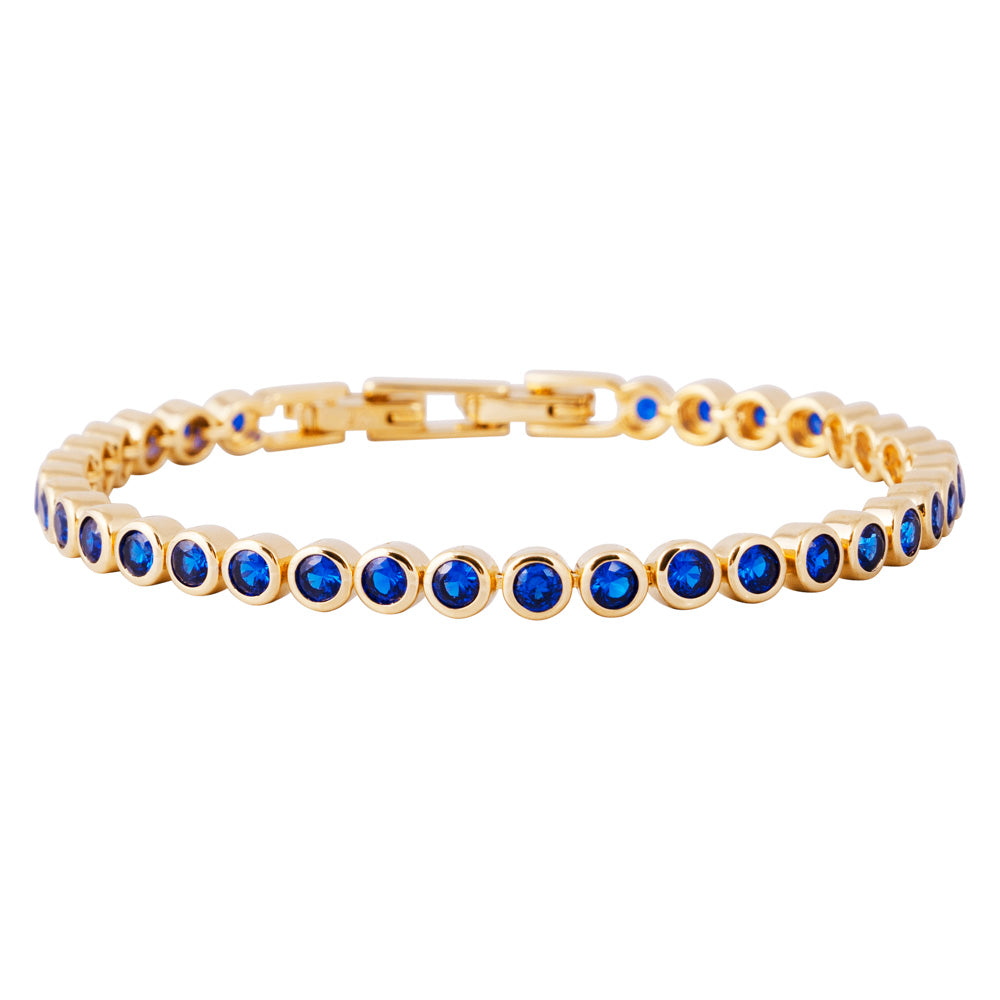 BLUE BEZEL SET TENNIS BRACELET