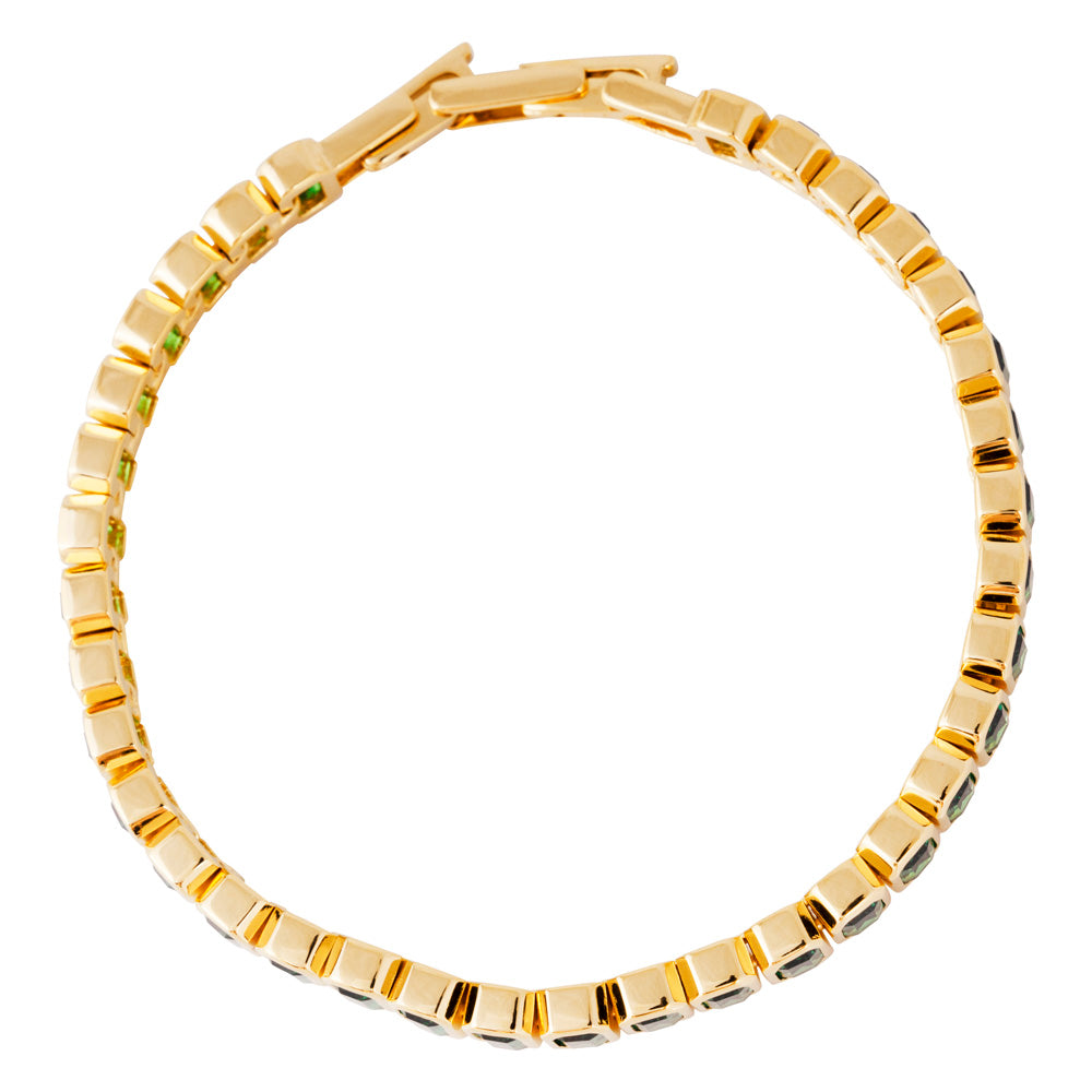 GREEN EMERALD CUT TENNIS BRACELET