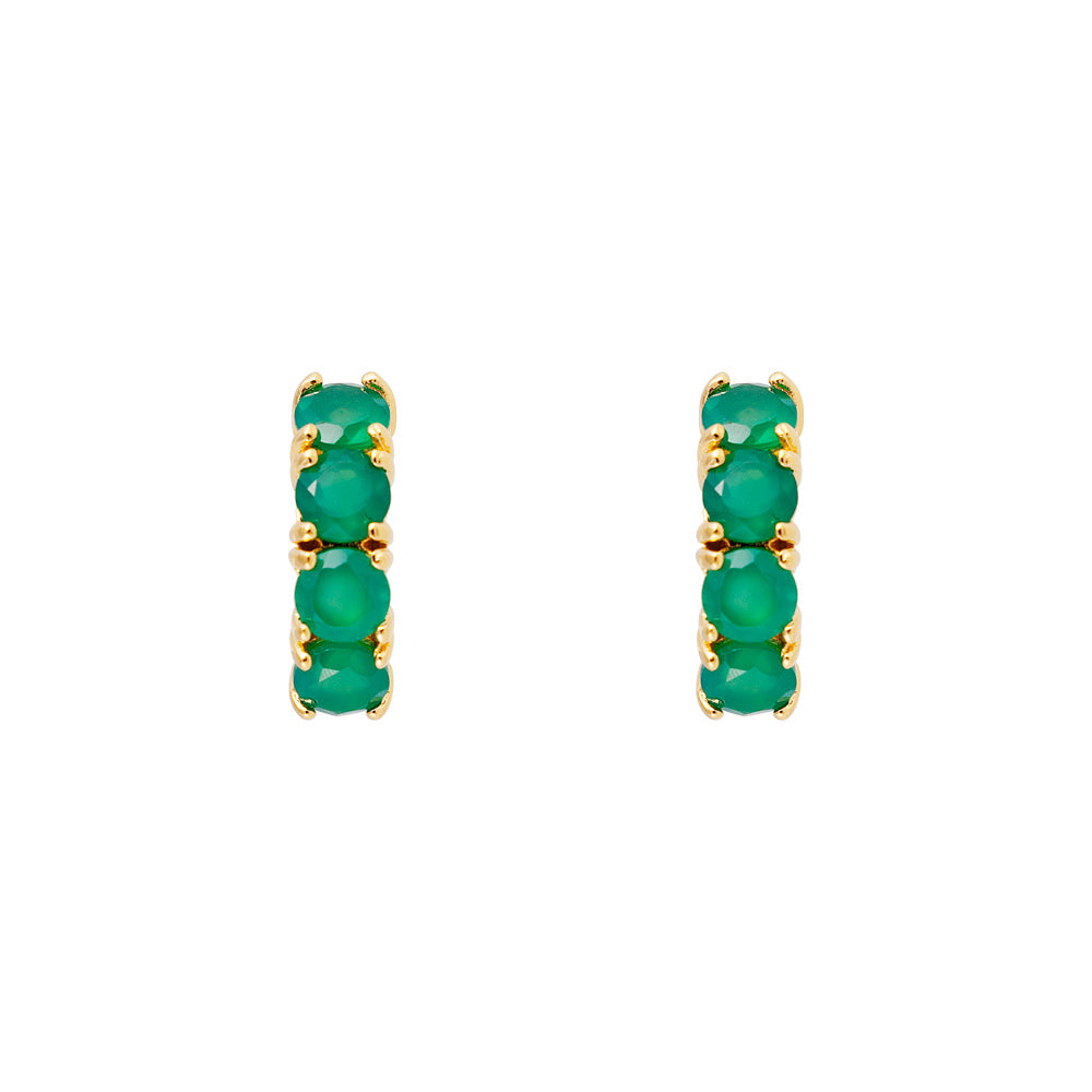 GREEN AGATE MIDI HOOPS