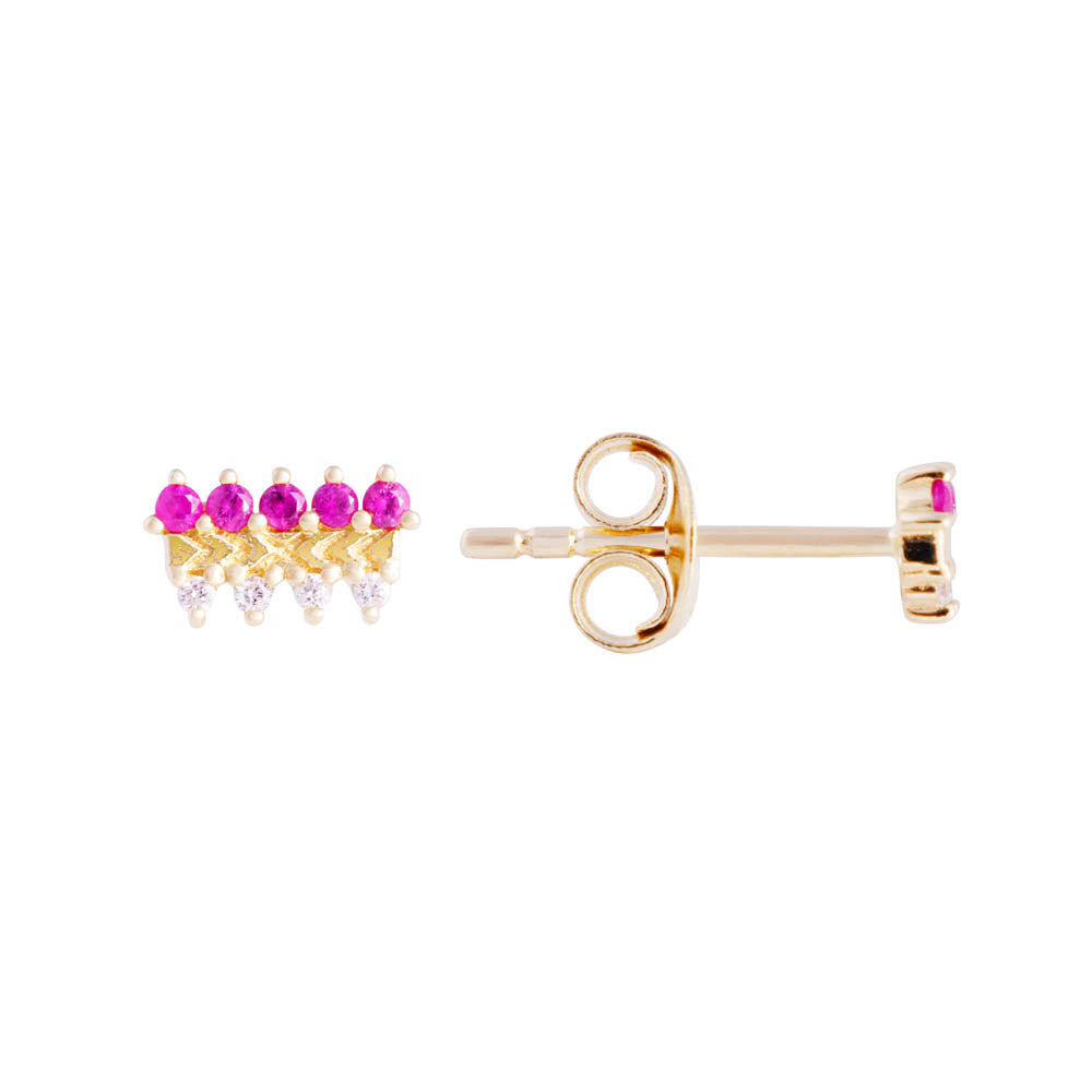 14K GOLD PINK SAPPHIRE CROWN STUDS