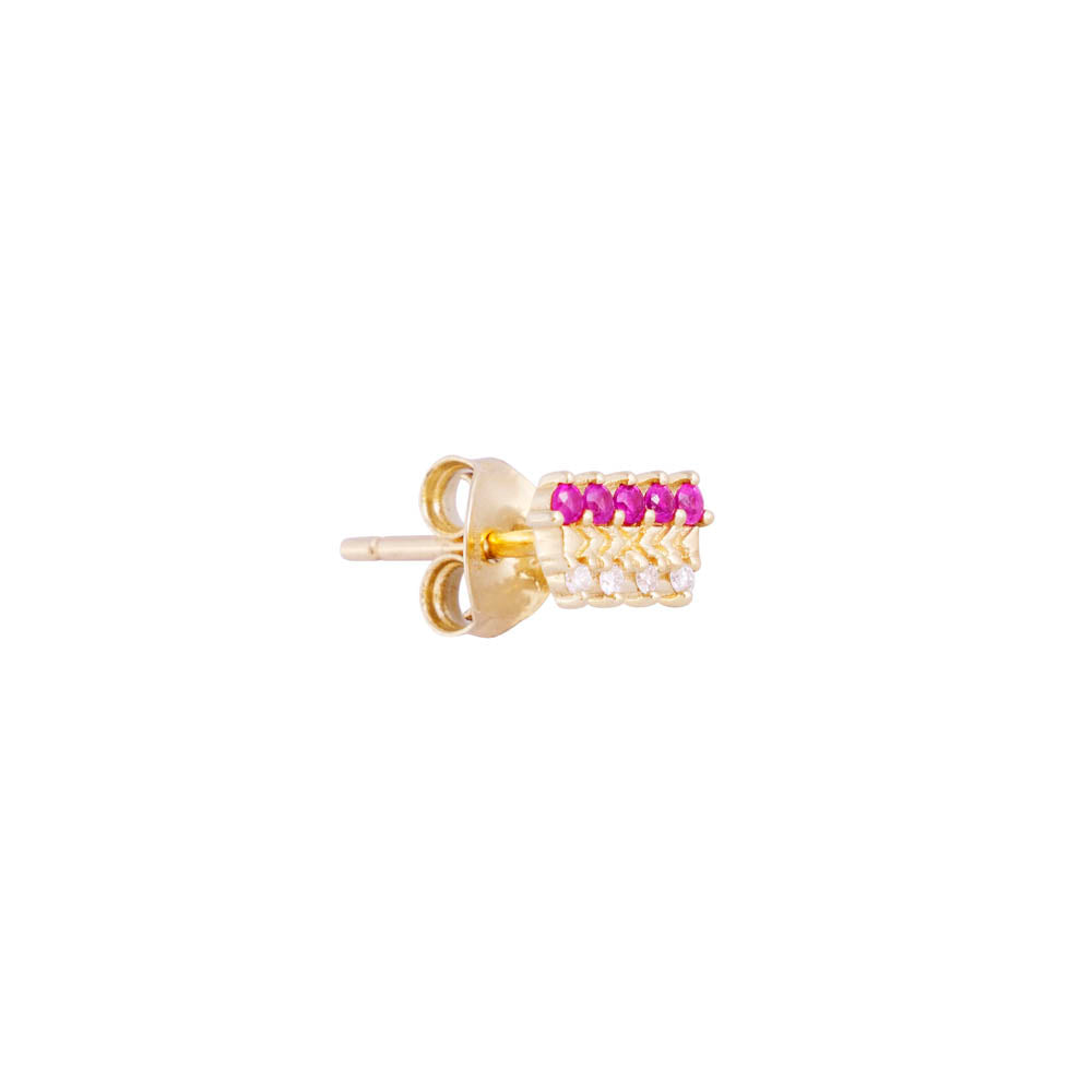 14K GOLD PINK SAPPHIRE CROWN STUDS
