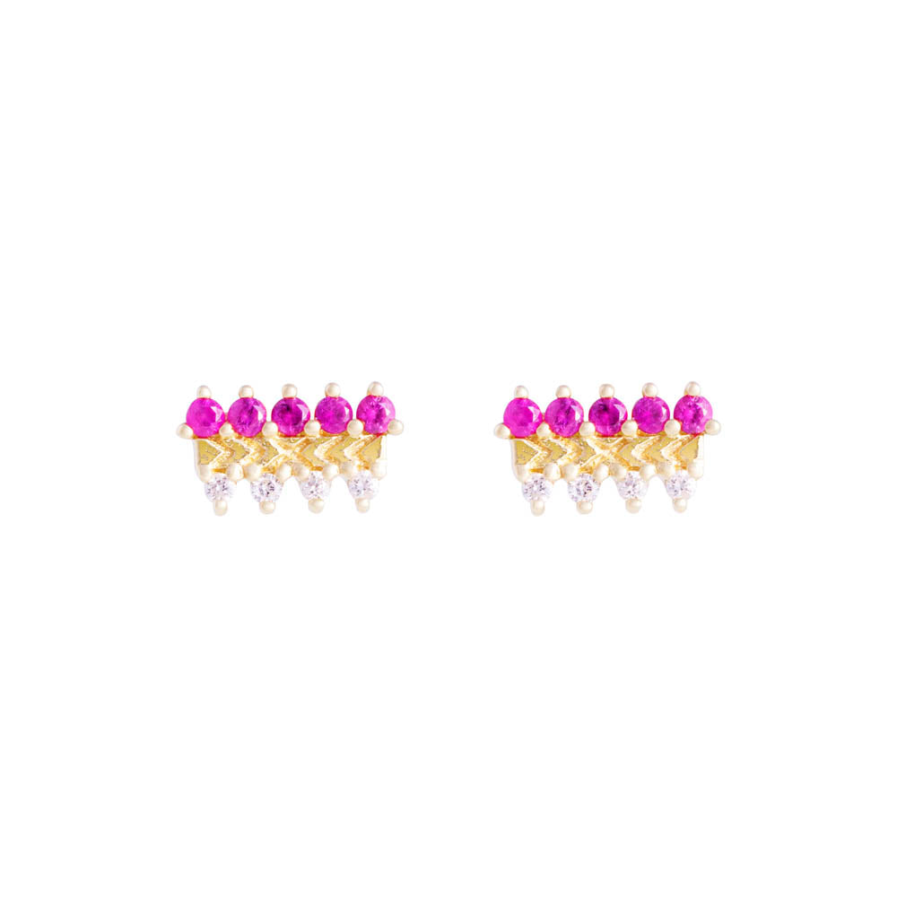 14K GOLD PINK SAPPHIRE CROWN STUDS