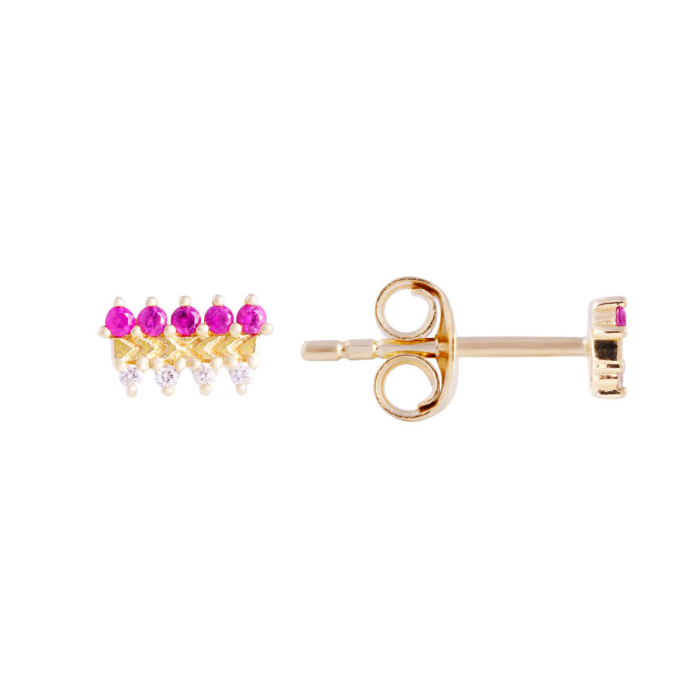 14K GOLD PINK SAPPHIRE CROWN STUDS
