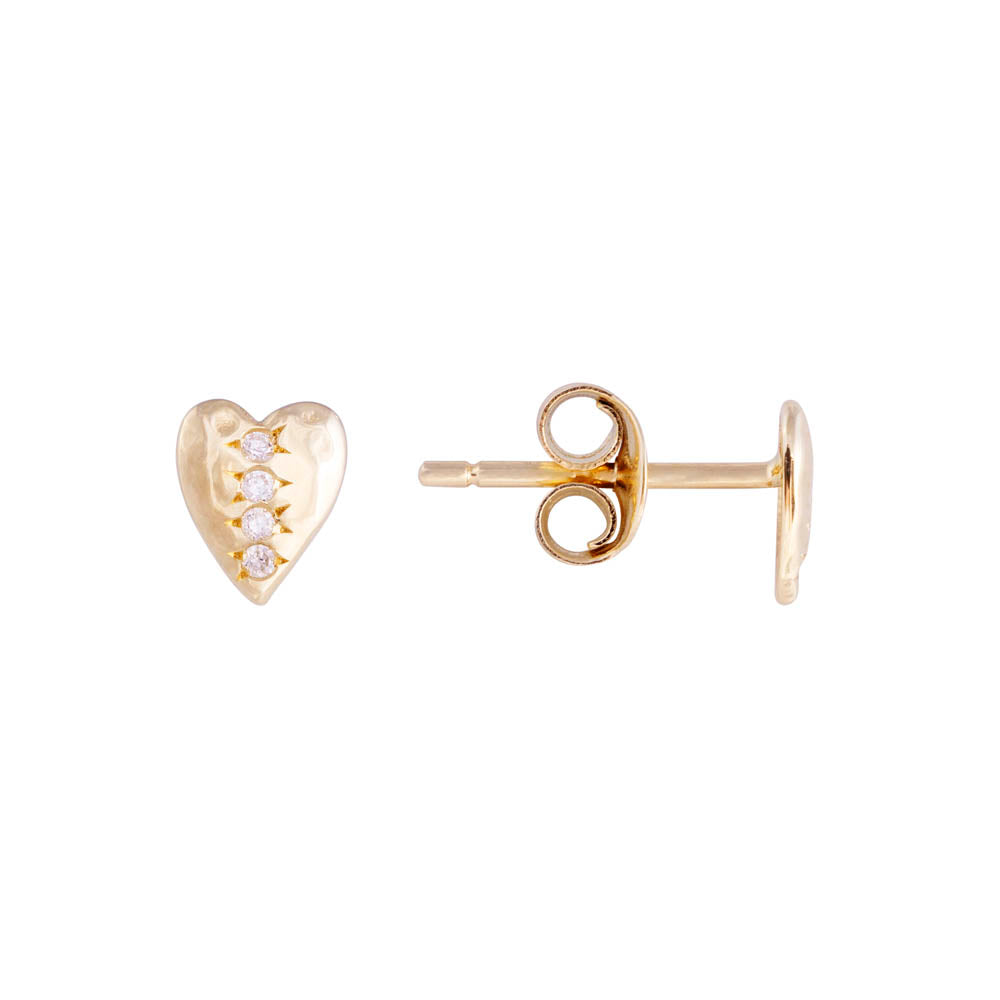 14K GOLD DIAMOND HEART STUDS