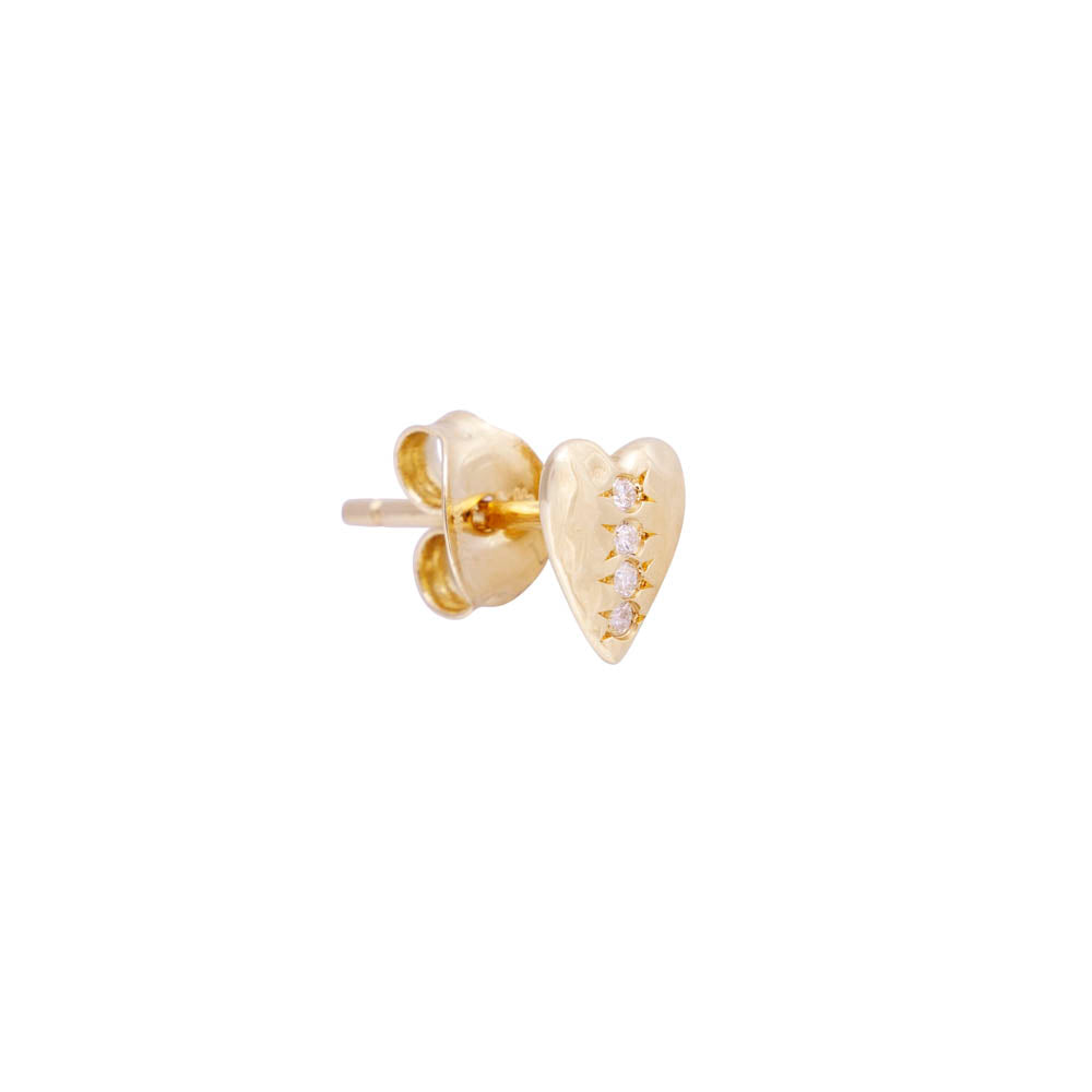14K GOLD DIAMOND HEART STUDS