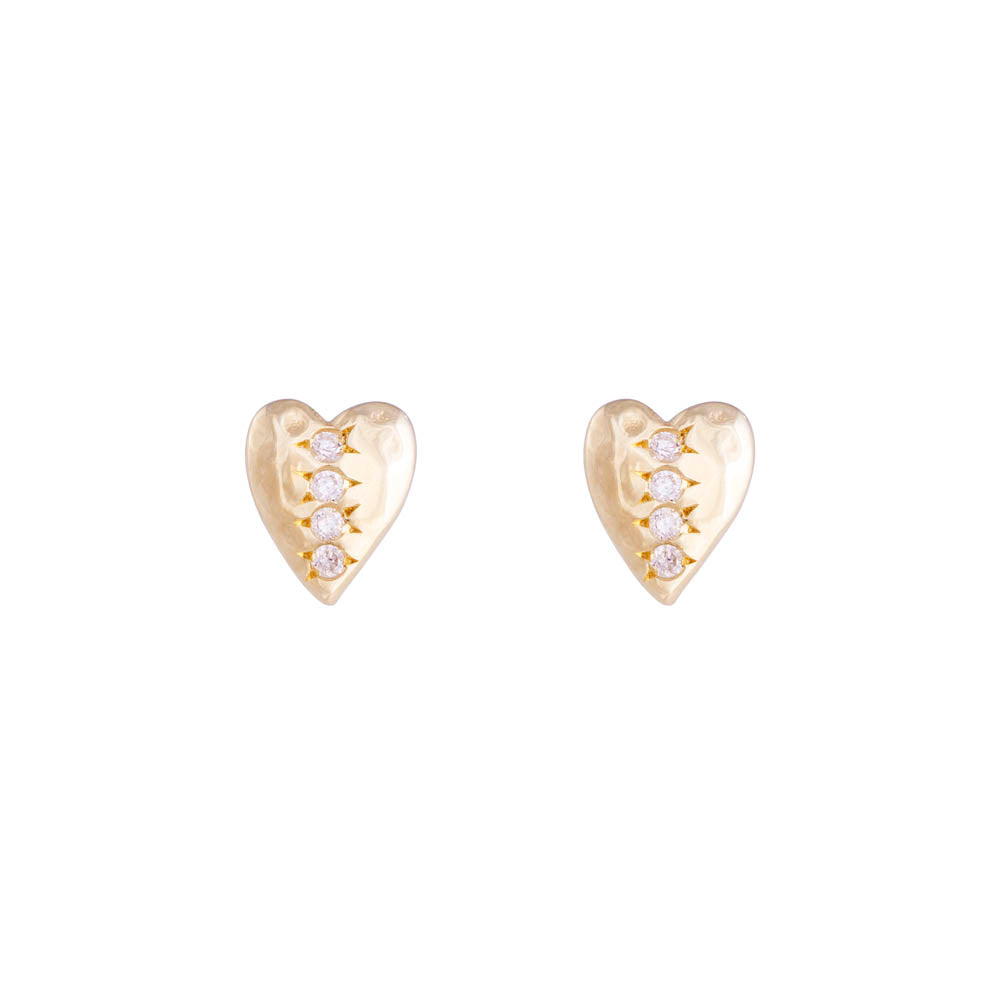 14K GOLD DIAMOND HEART STUDS