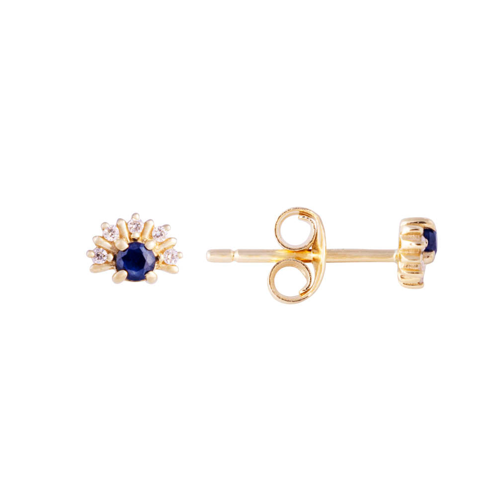 14K GOLD DIAMOND & BLUE SAPPHIRE DIANA STUDS