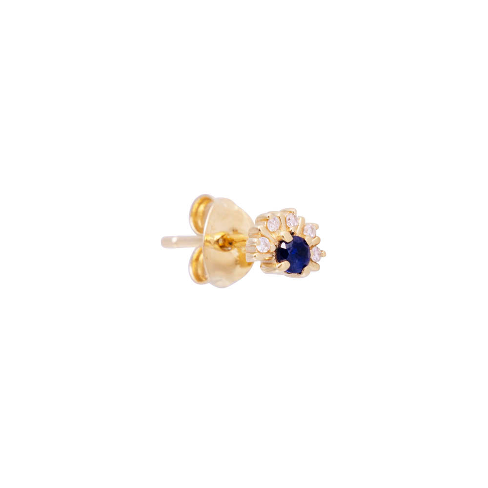 14K GOLD DIAMOND & BLUE SAPPHIRE DIANA STUDS