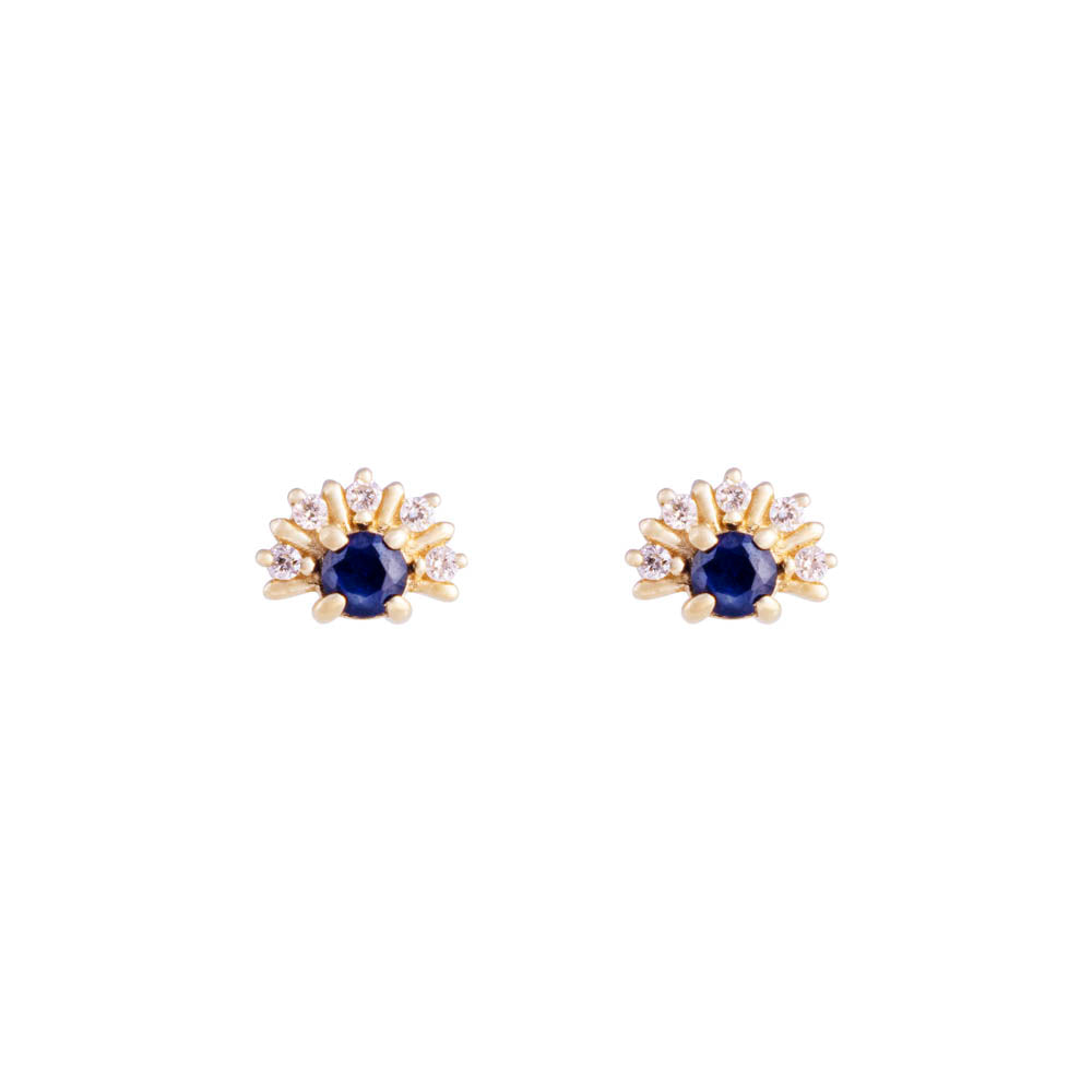 14K GOLD DIAMOND & BLUE SAPPHIRE DIANA STUDS