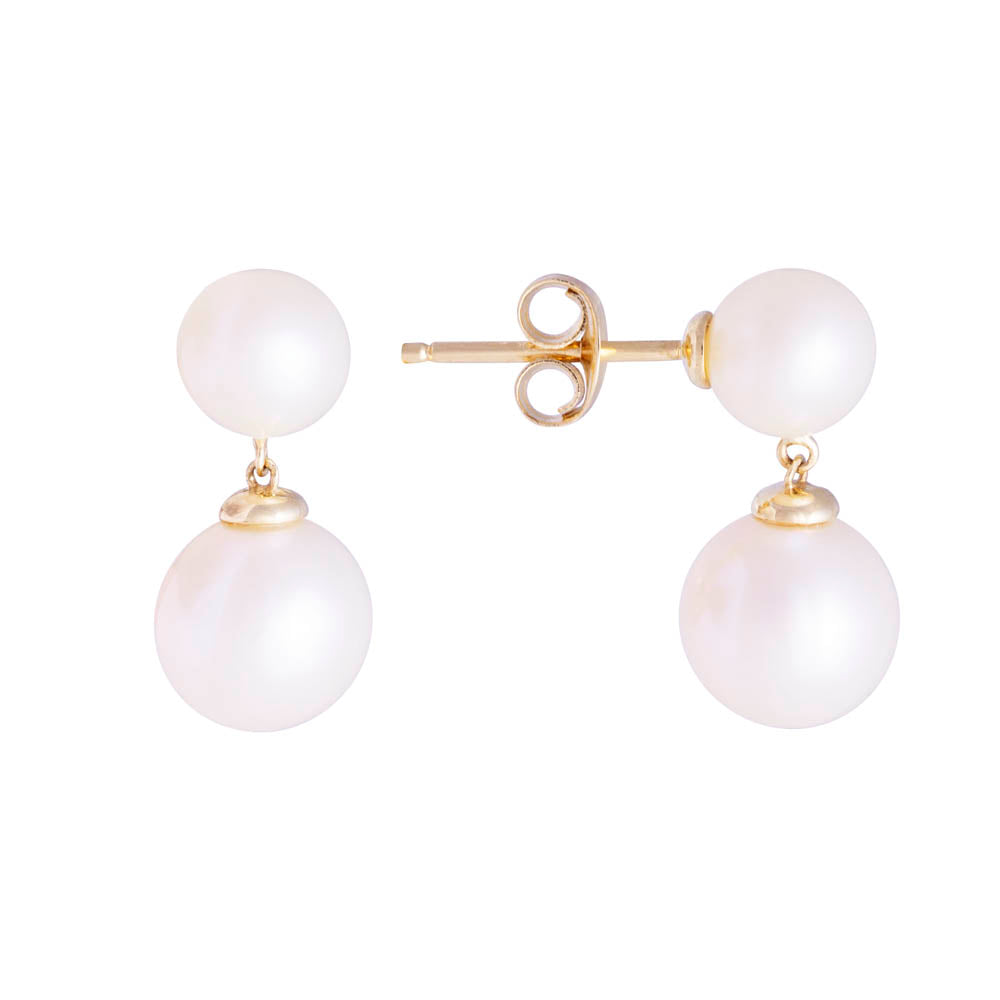 14K GOLD DOUBLE PEARL LUNA DROPS
