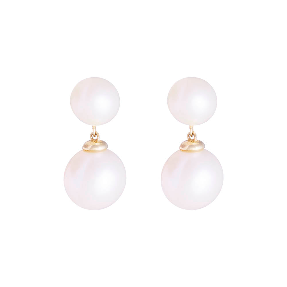 14K GOLD DOUBLE PEARL LUNA DROPS