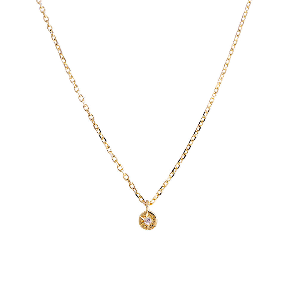 14K GOLD DIAMOND STARBURST NECKLACE