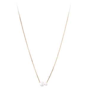 14K GOLD TWIN PEARL NECKLACE