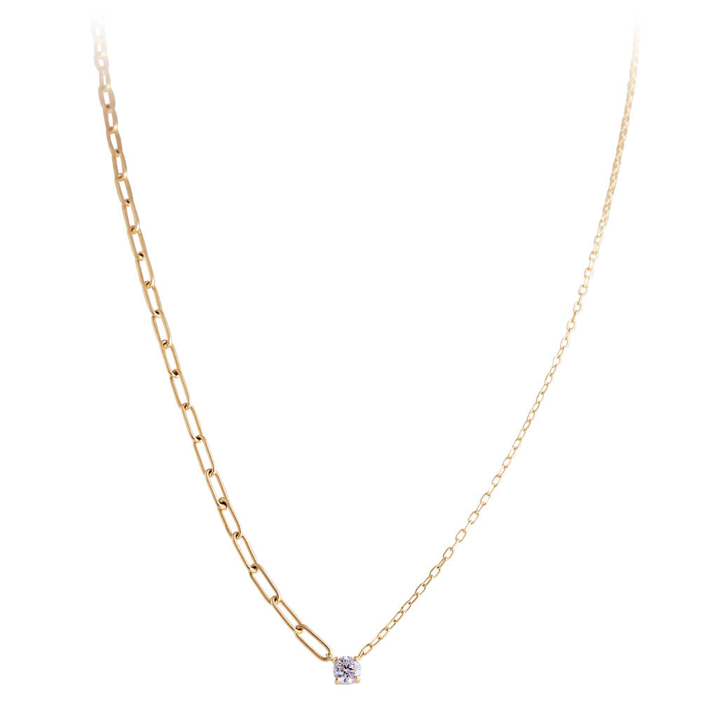 14K GOLD DIAMOND MIXED CHAIN BELLA NECKLACE