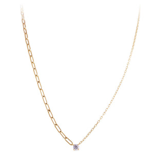 14K GOLD DIAMOND MIXED CHAIN BELLA NECKLACE