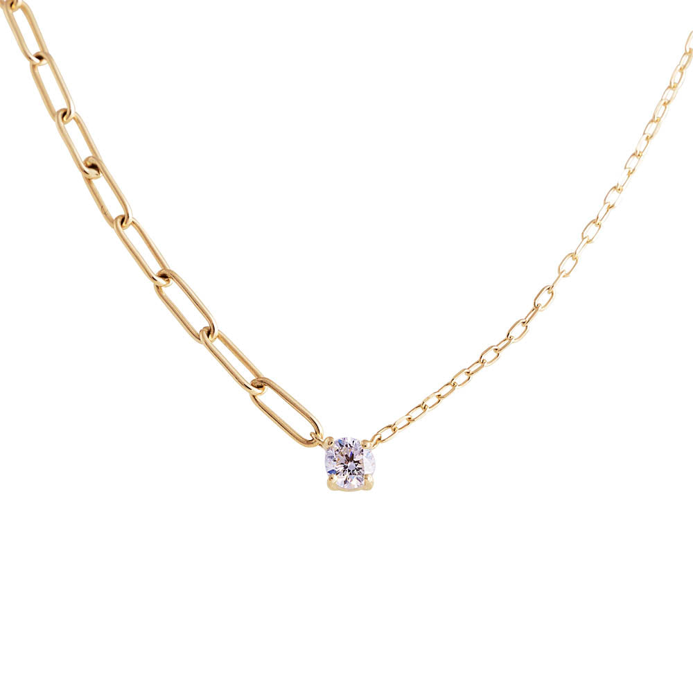 14K GOLD DIAMOND MIXED CHAIN BELLA NECKLACE