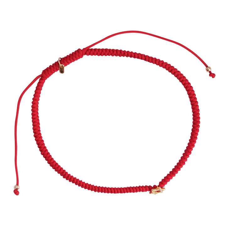 STAR OF DAVID 9K GOLD  BRACELET - RED