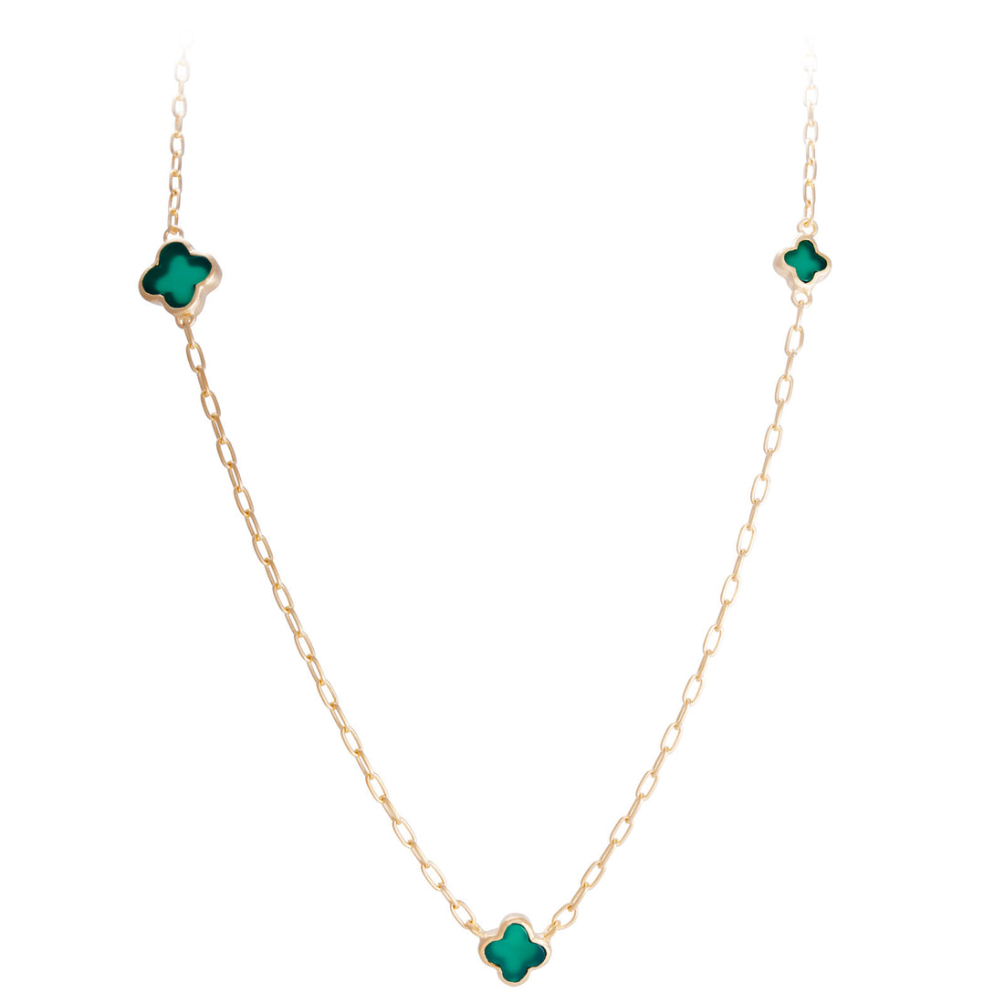 GREEN AGATE CLOVER NECKLACE