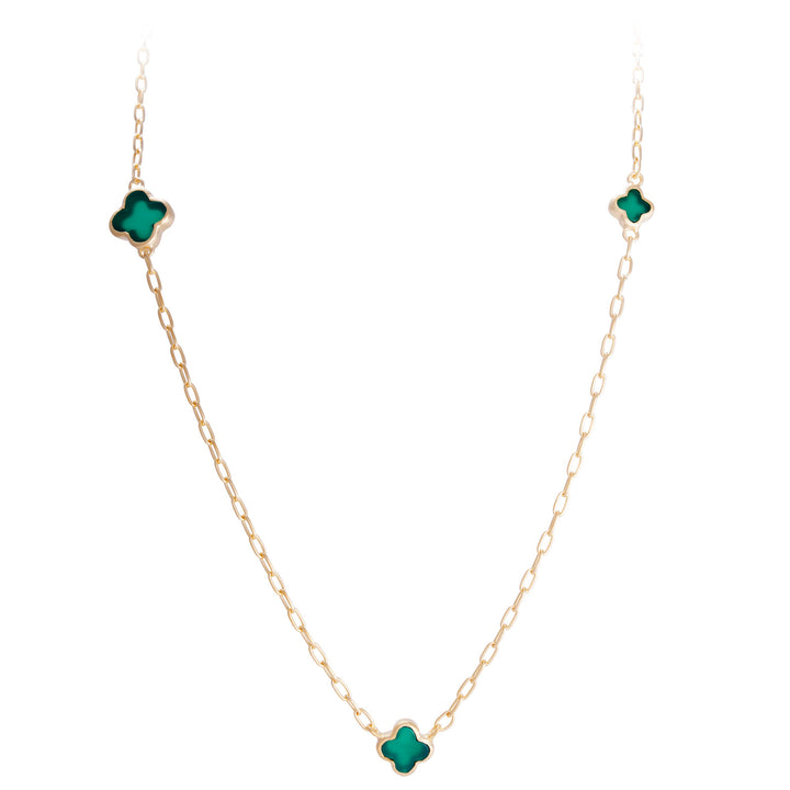 GREEN AGATE CLOVER NECKLACE