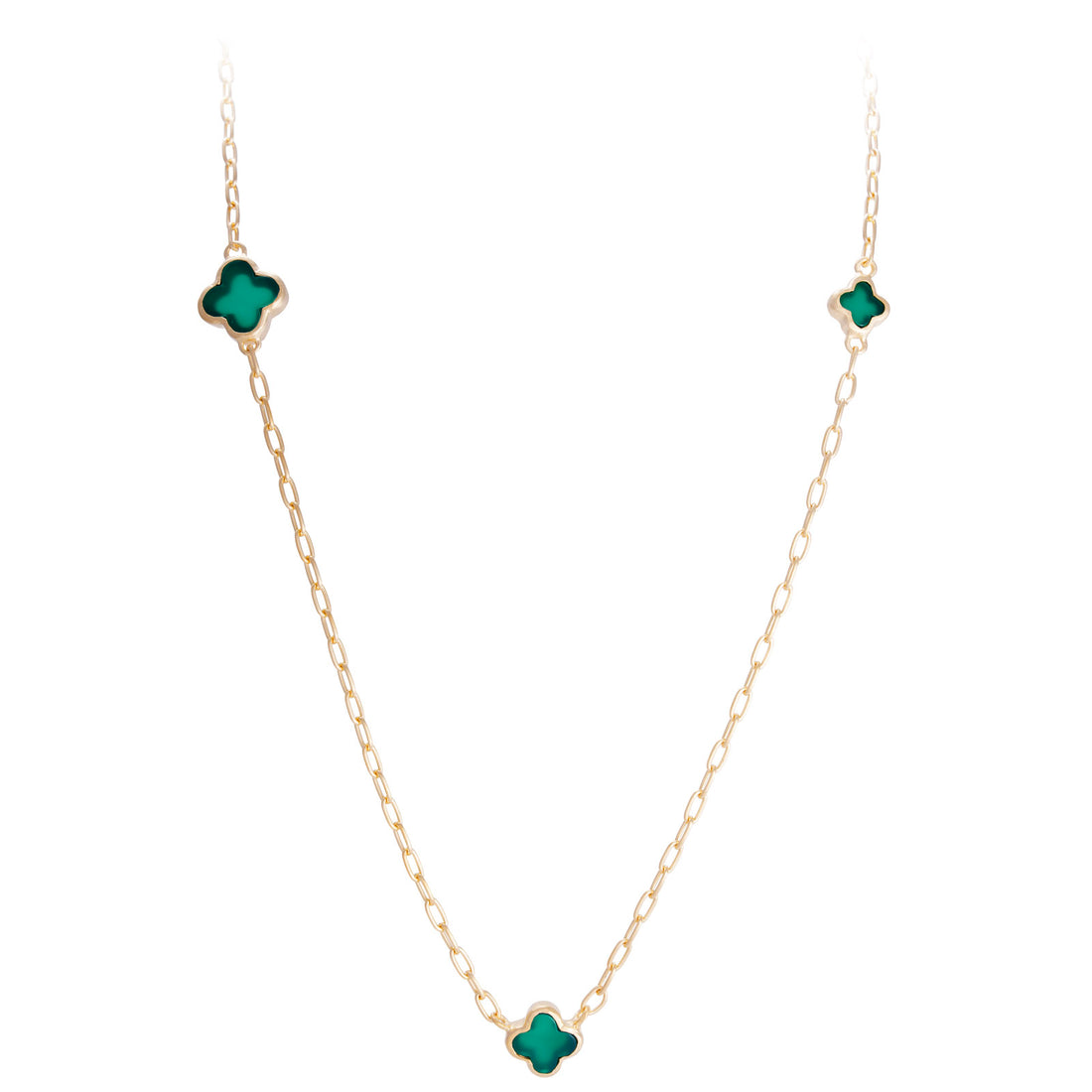 GREEN AGATE CLOVER NECKLACE