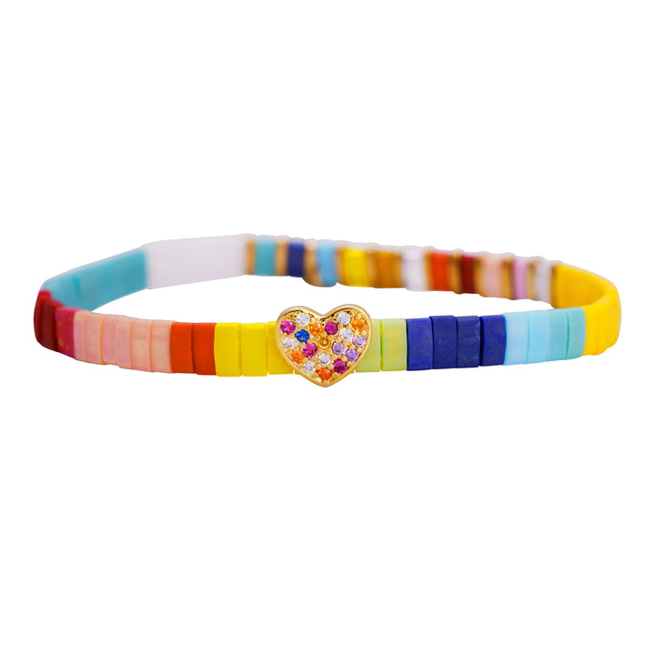 RAINBOW CRYSTAL HEART BRACELET