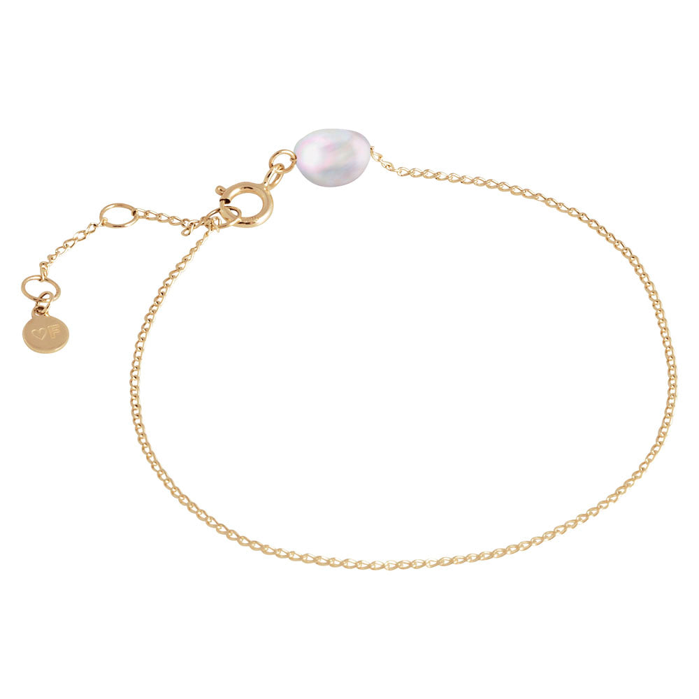 14K GOLD PEARL LILY BRACELET